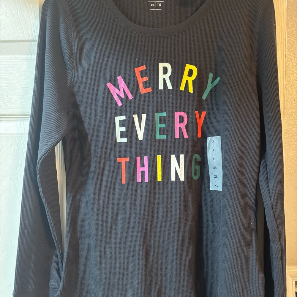 Dark Gray Long Sleeve 'Merry Everything' Top